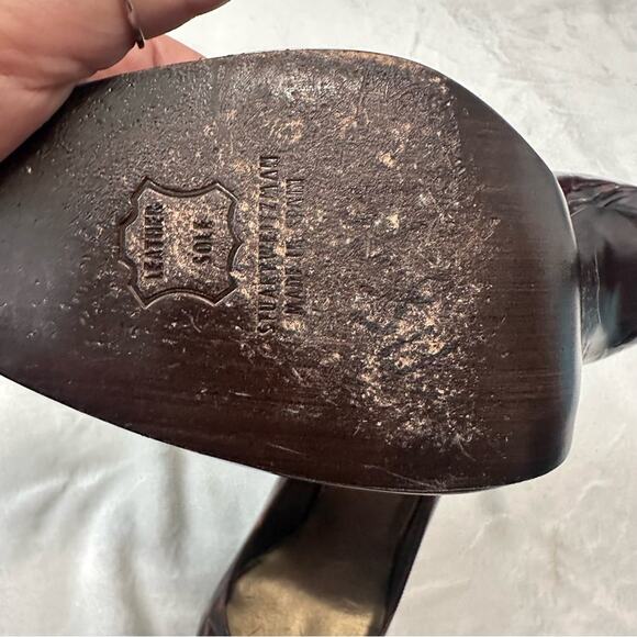 Stuart Weitzman brown Tortoise shell Heels leather pumps size 9.5 round toe - Picture 8 of 10